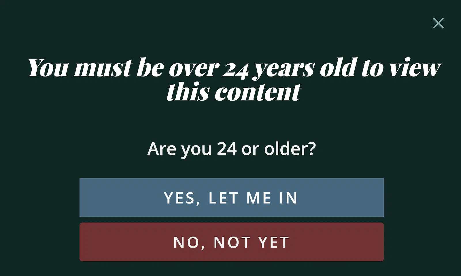Ventana emergente de verificación de edad