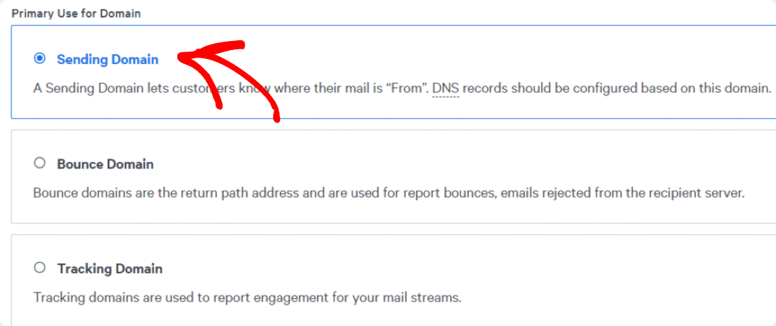 choose Sending Domain option