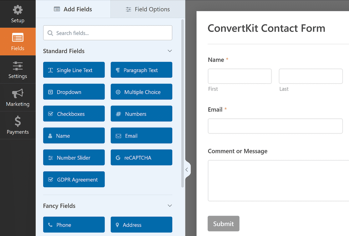 contact form convertkit