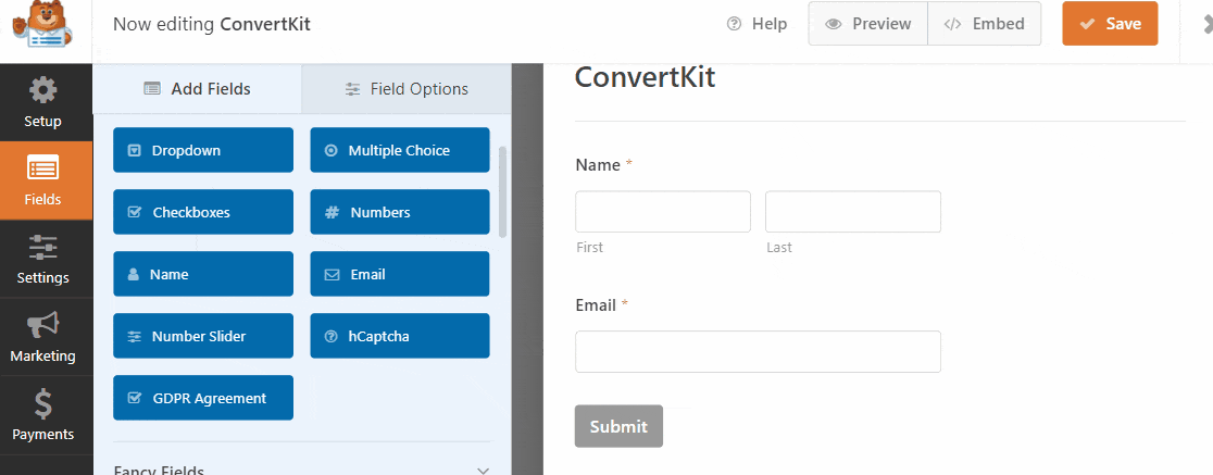 add gdpr field to convertkit contact form