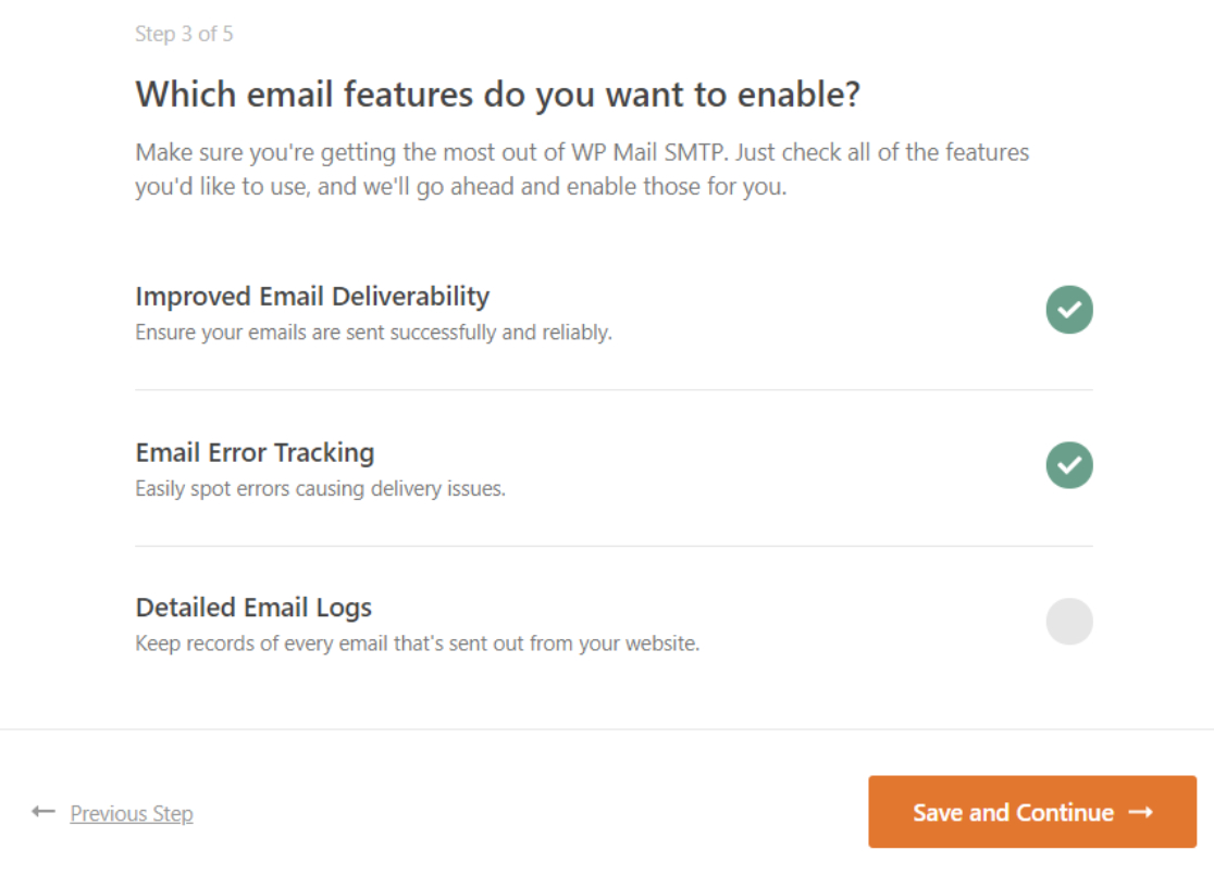 email features of wp mail smtp