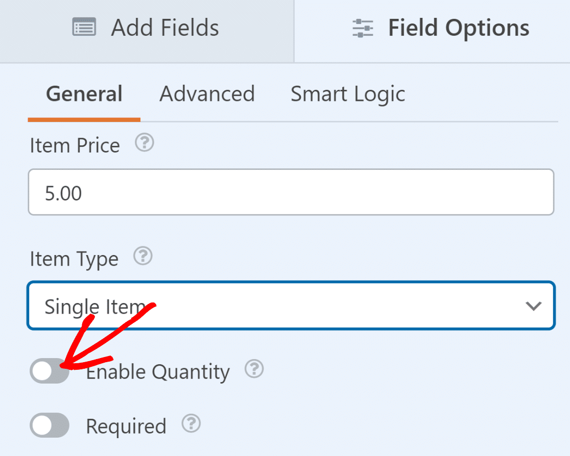 Enable quantity selections