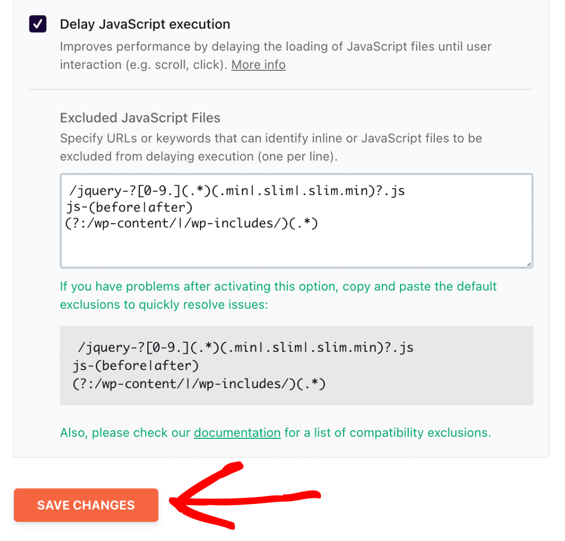 Excluded JS files delay JS execution