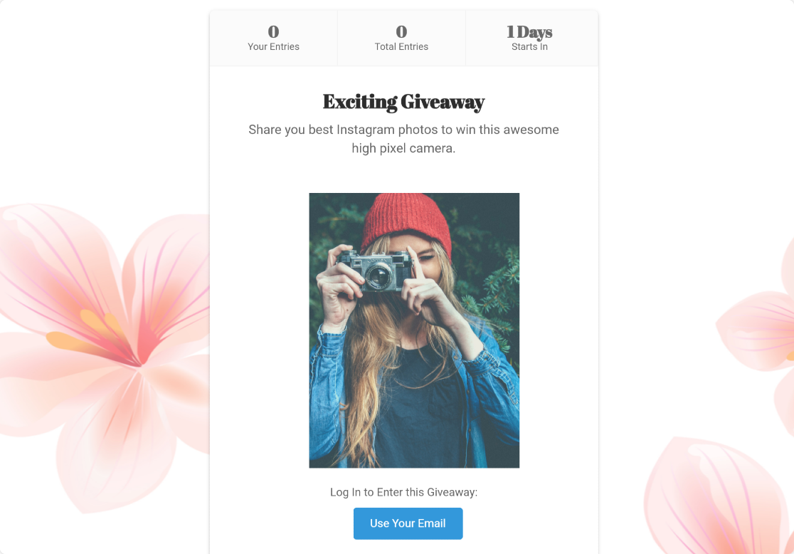 instagram Giveaway Landing Page Example