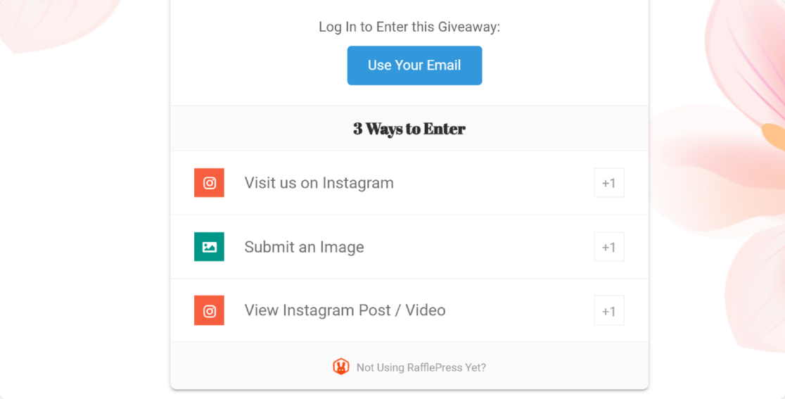 instagram contest entry options