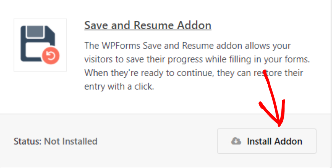 install and activate the save and resume addon