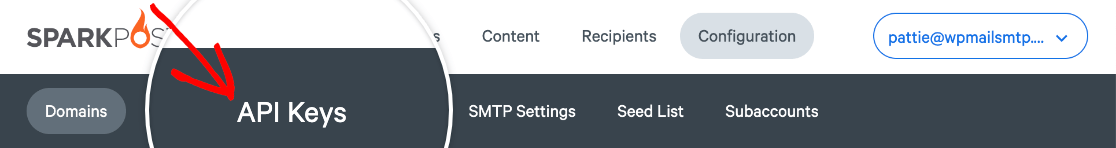 sparkpost api keys