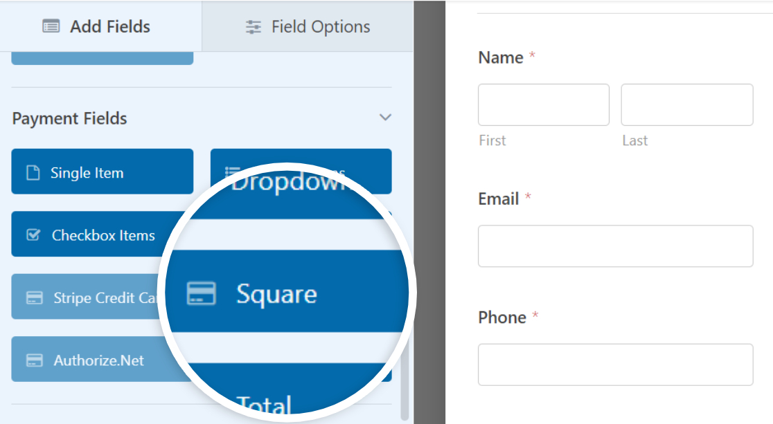 square payment field
