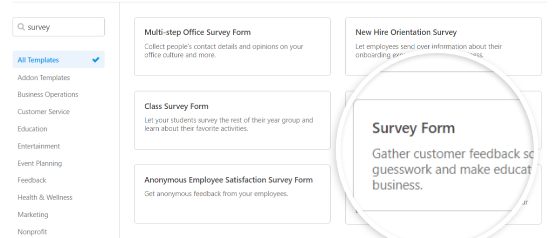 survey form template