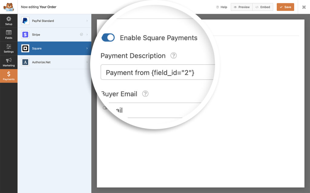 How to Send the Email Address to Square with WPFoms