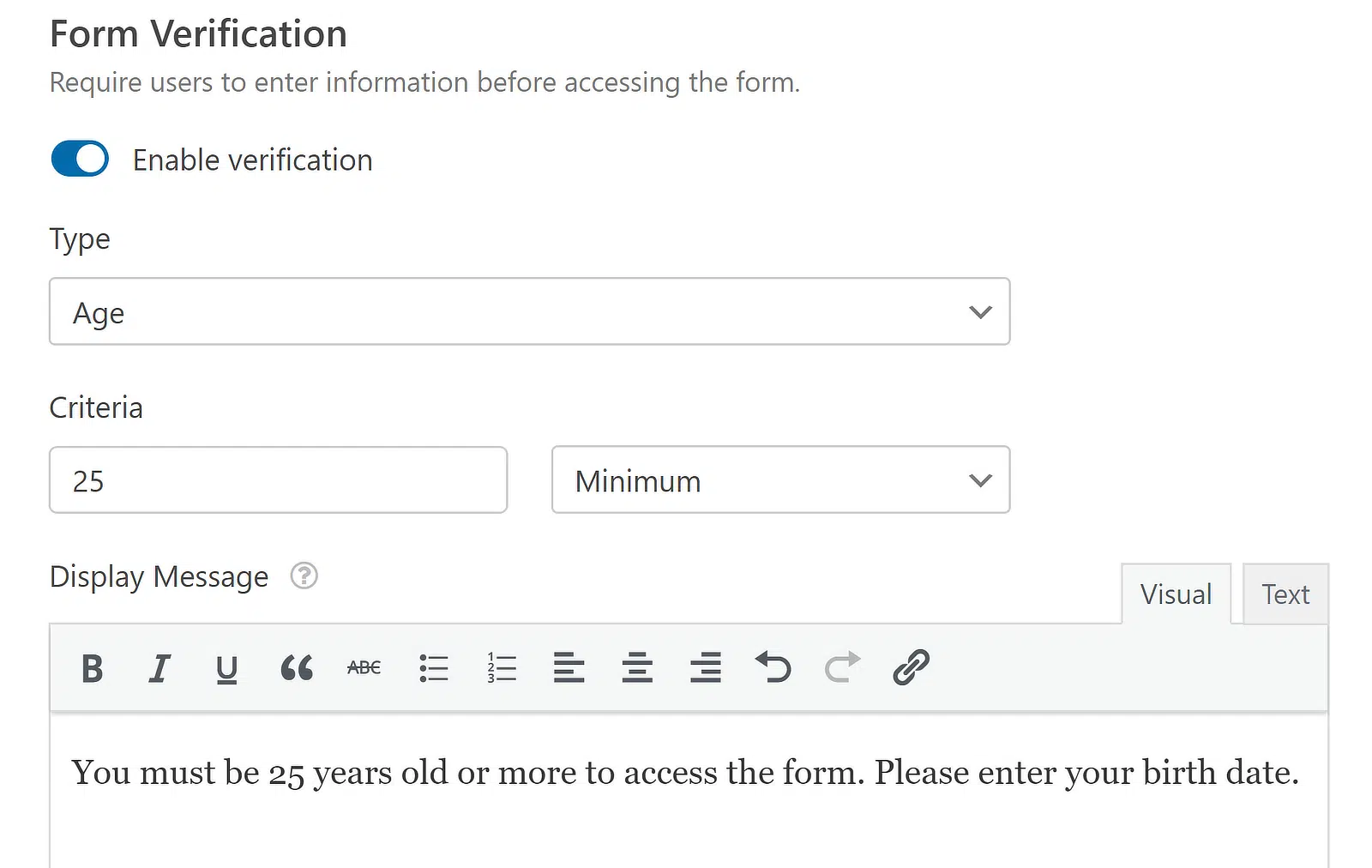 Verificación de edad de WPForms