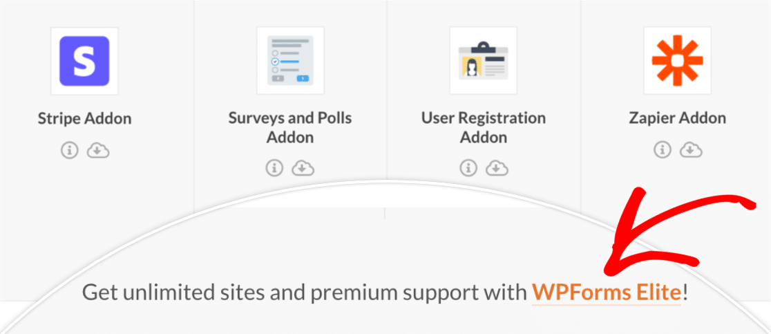 WPForms Elite upgrade link