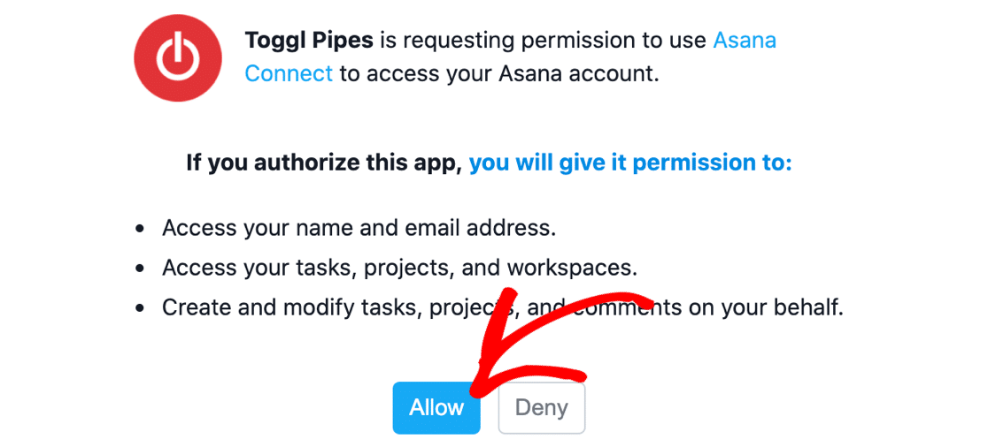 Allow Asana Toggl integration