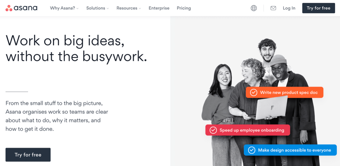 Asana homepage