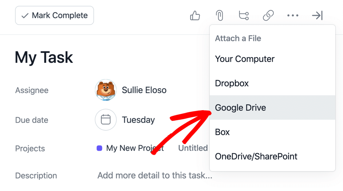 Attach Google Drive in Asana