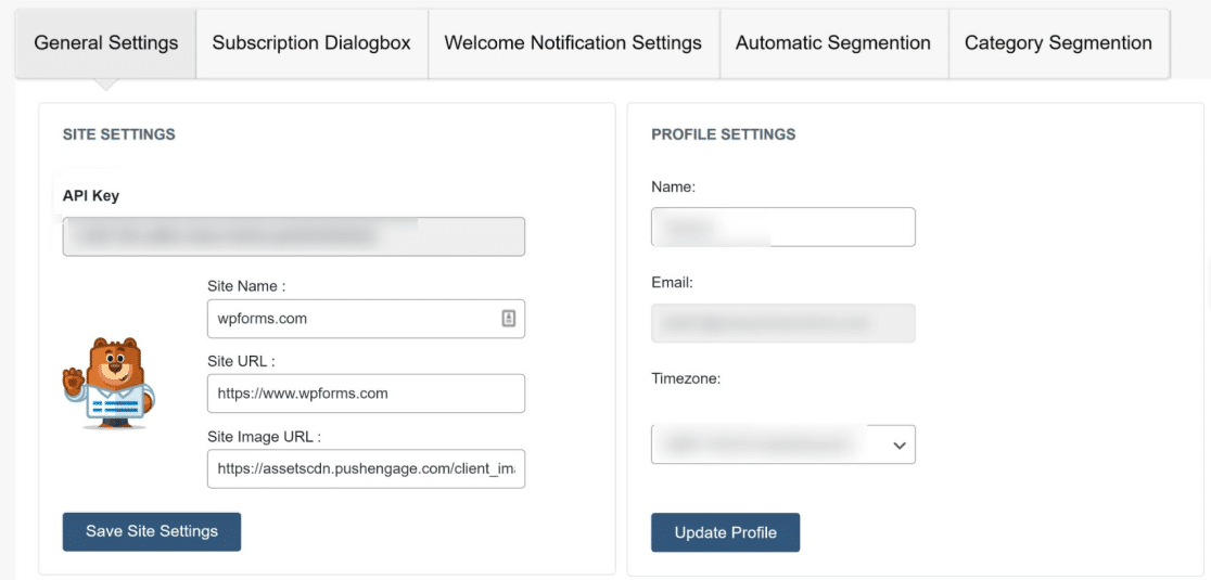 General settings