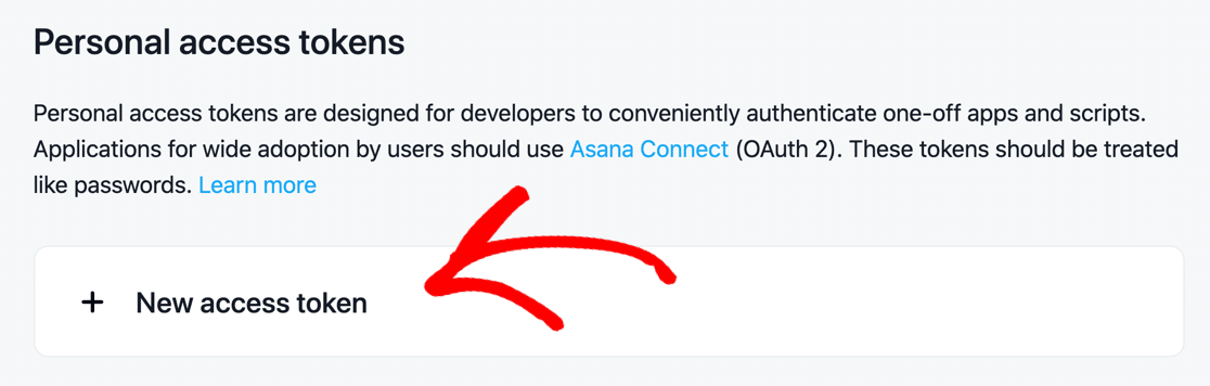 Create a new personal access token in Asana