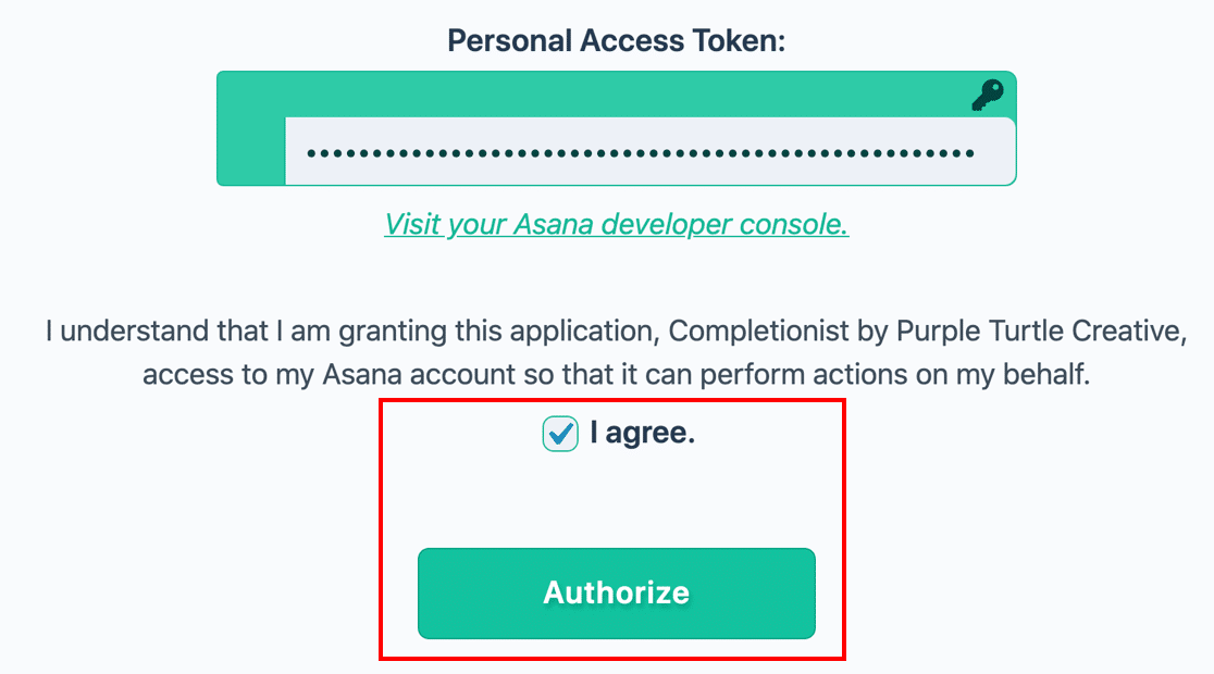 Personal Access Token from Asana in WordPress