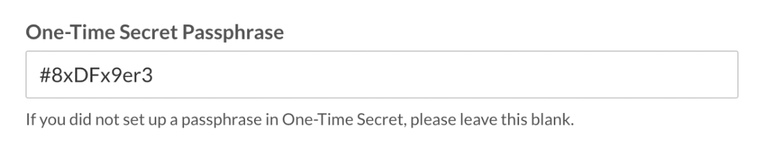 Secret passphrase field