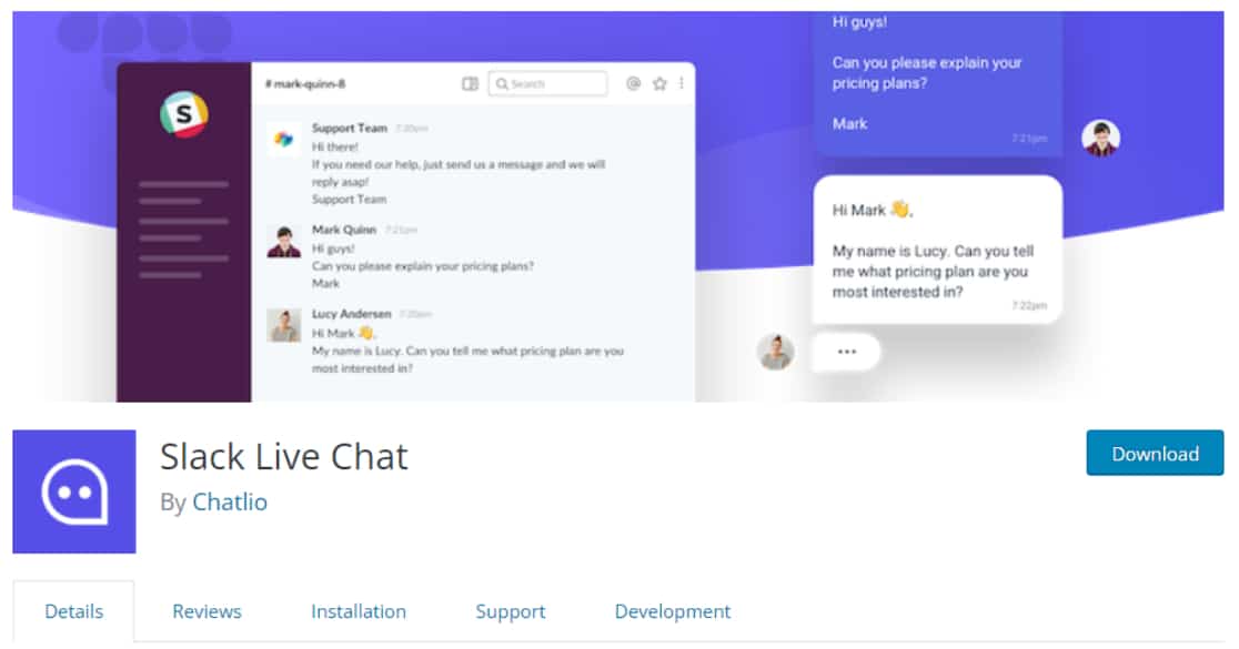 slack live chat slack integration