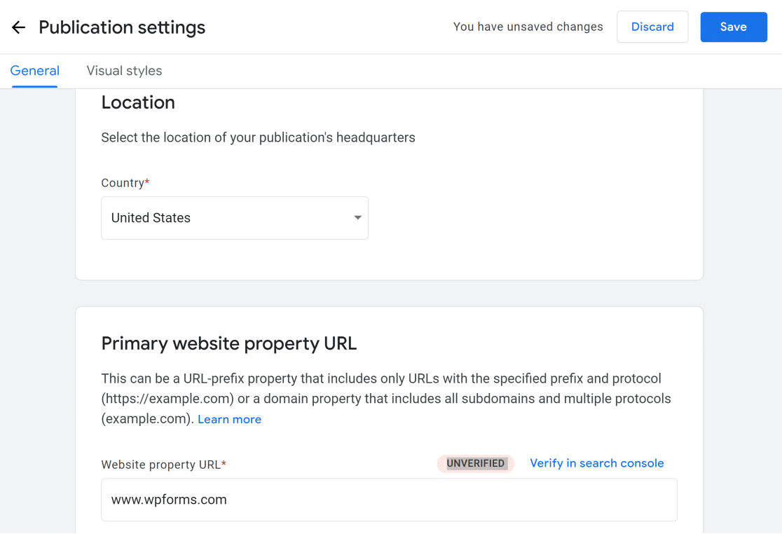 More publication settings