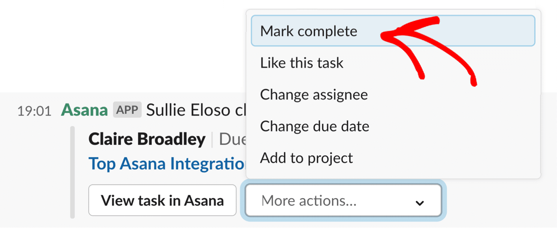 Slack task in Asana