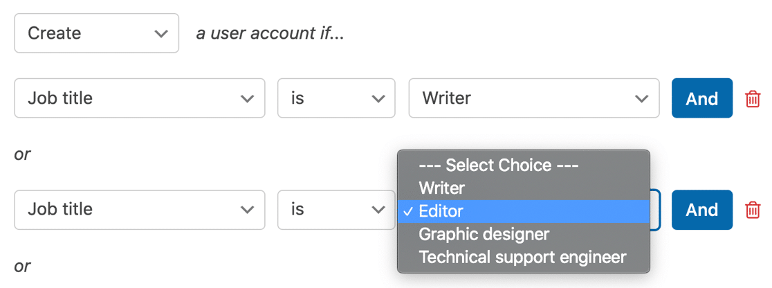 User registration conditional