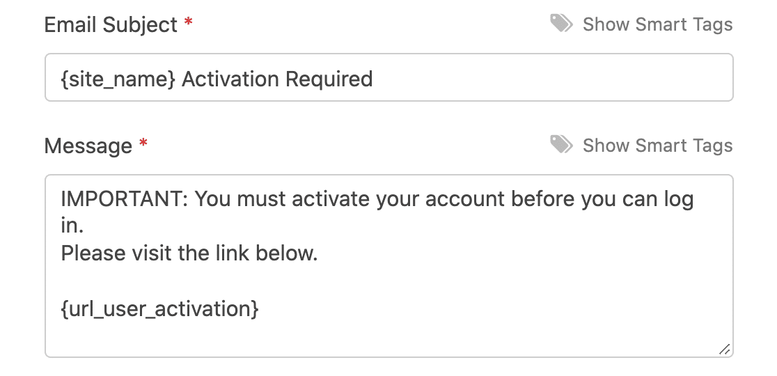 User registration email notification