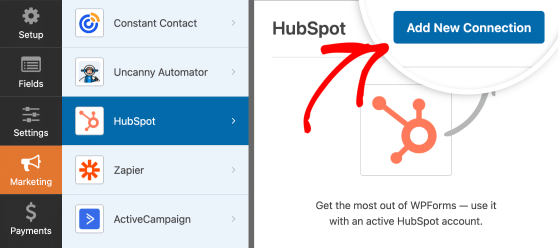 Add new HubSpot connection