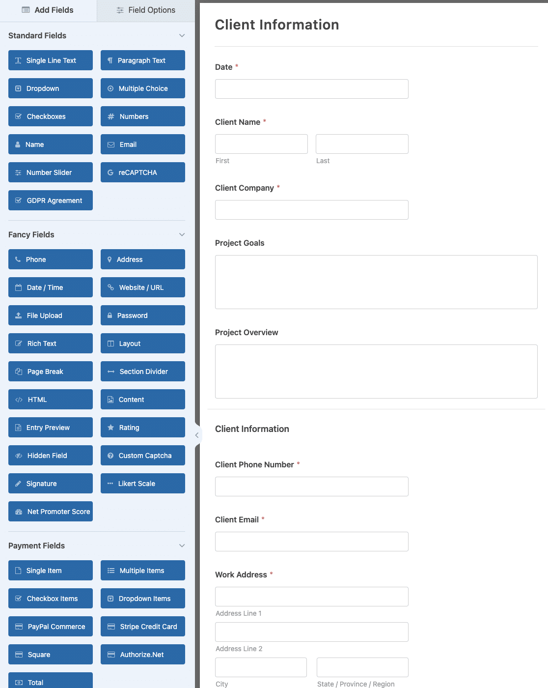 Customizing the Client Intake Form Template