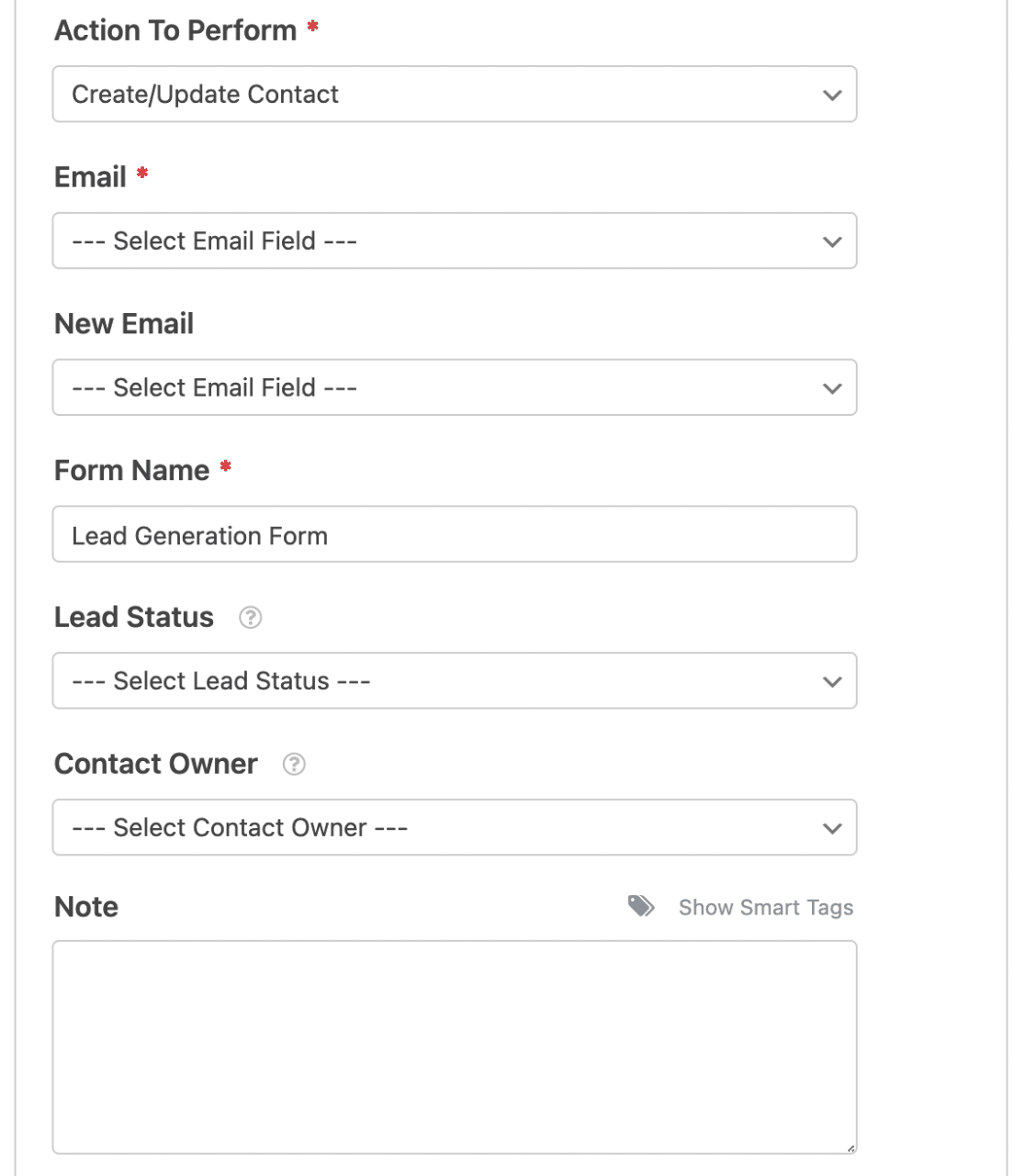 Create or update contact options
