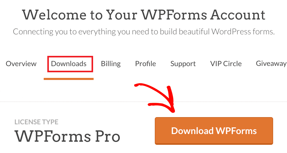 Download WPForms button