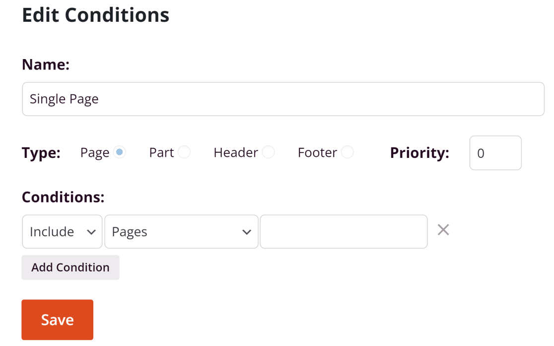 Edit conditions modal seedprod