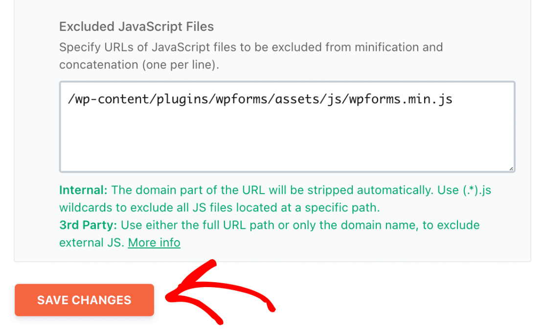 Excluded JS files minify JS