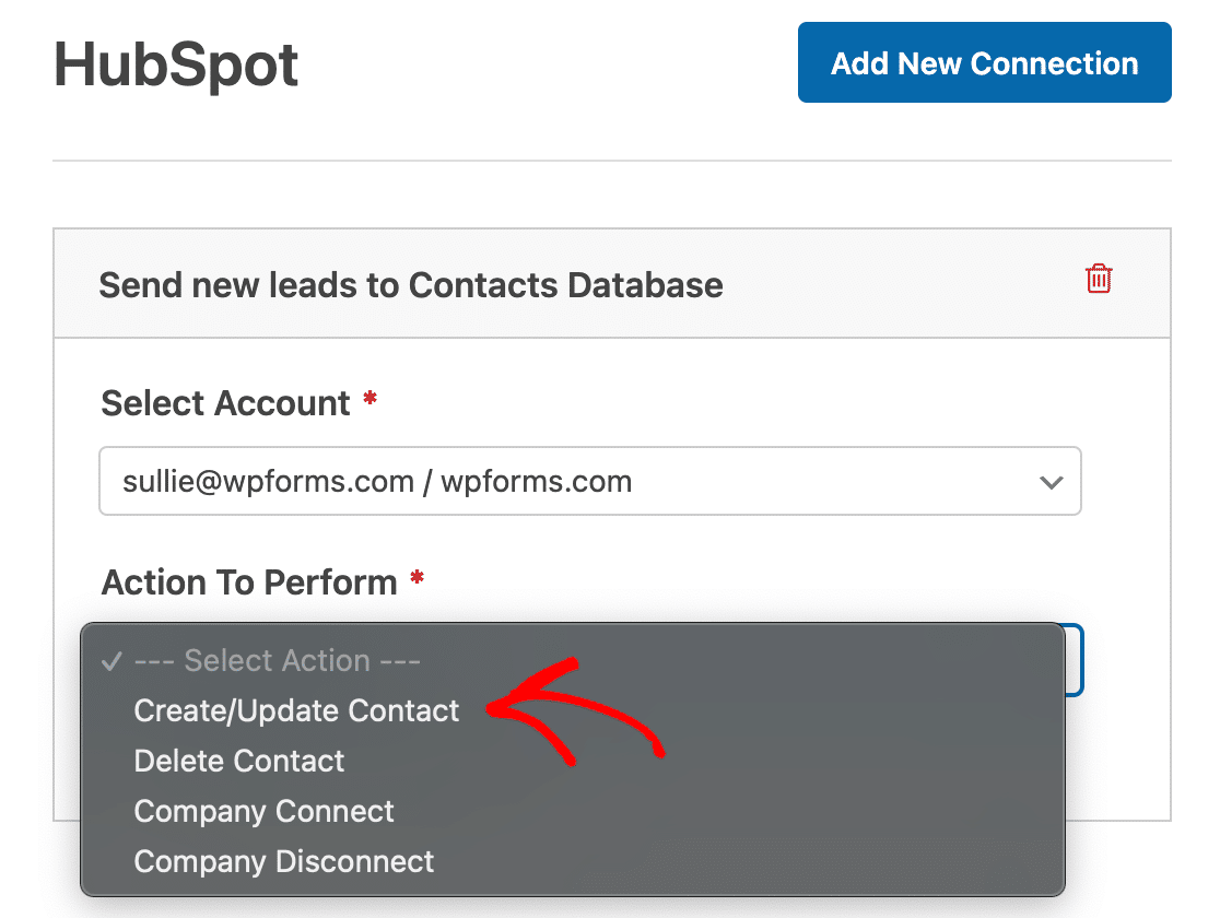 Create contact in HubSpot from WPForms