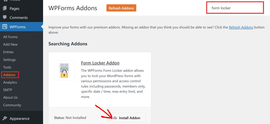 Install form locker addon