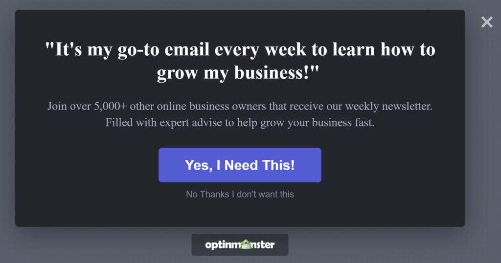 Popup di abbonamento OptinMonster