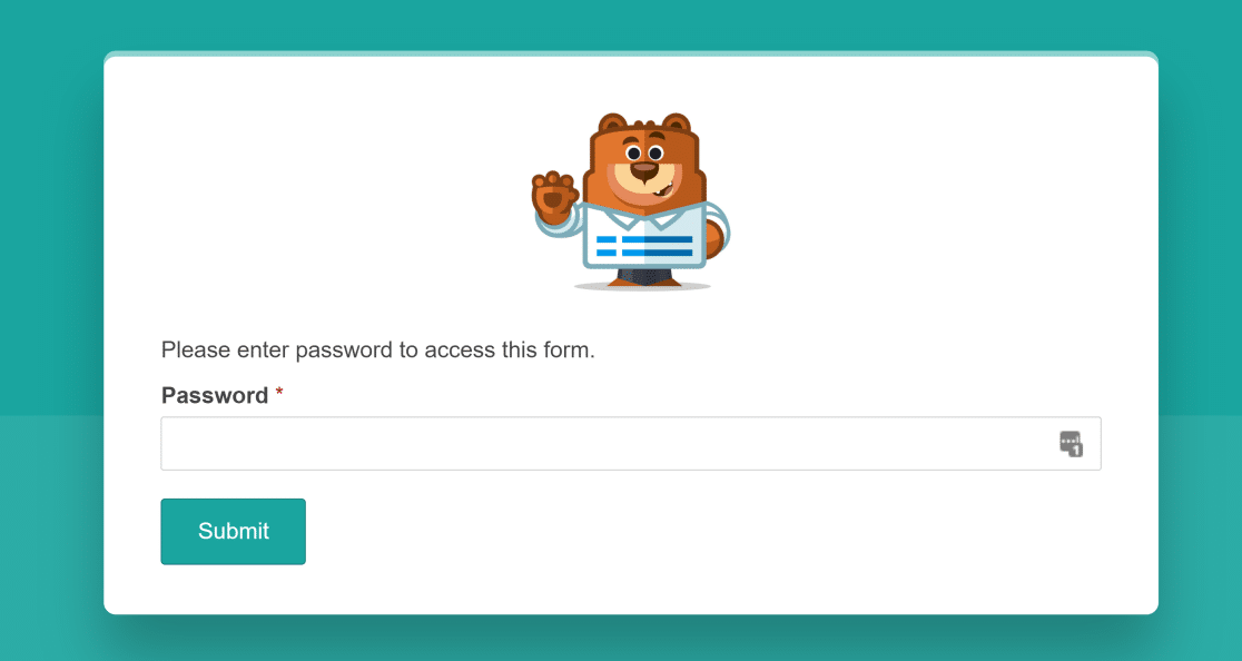 Password protected form page