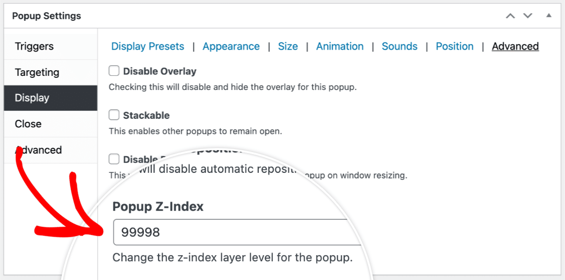 Popup Z-Index