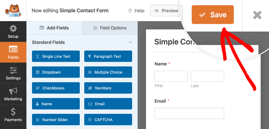 Save form changes