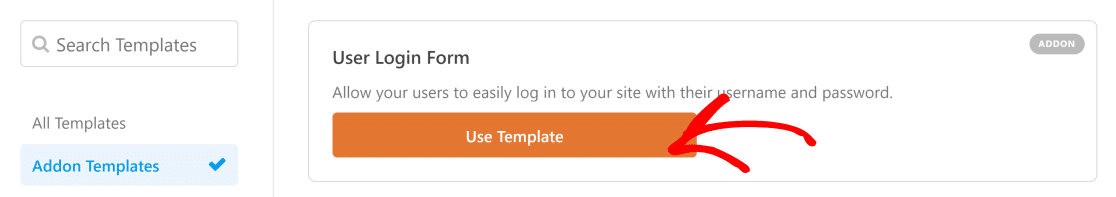 User login form template 