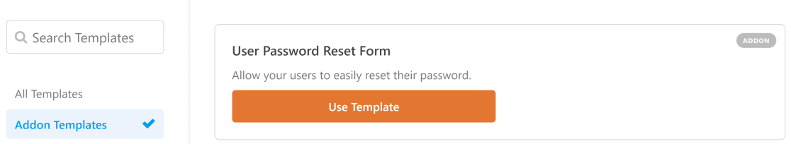 User password reset form