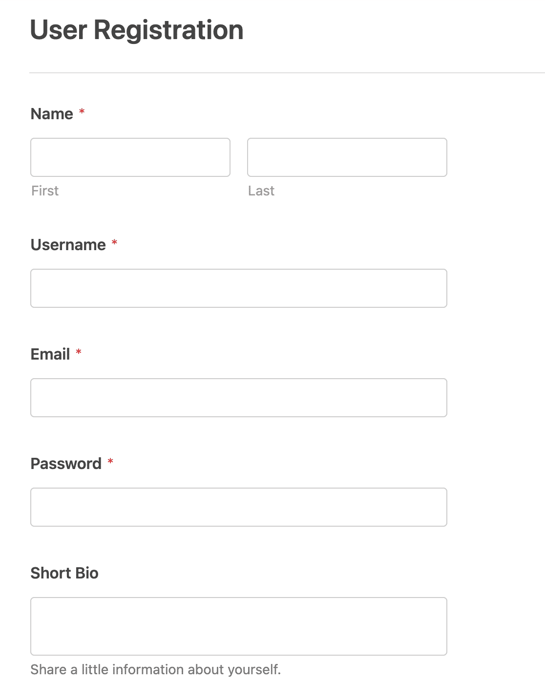 simple registration form