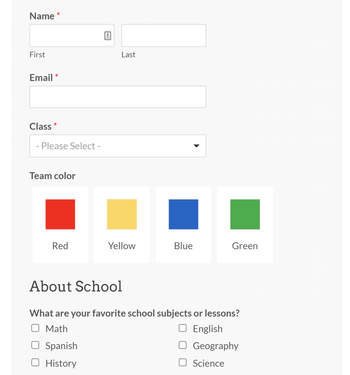 examples of questionnaires for students