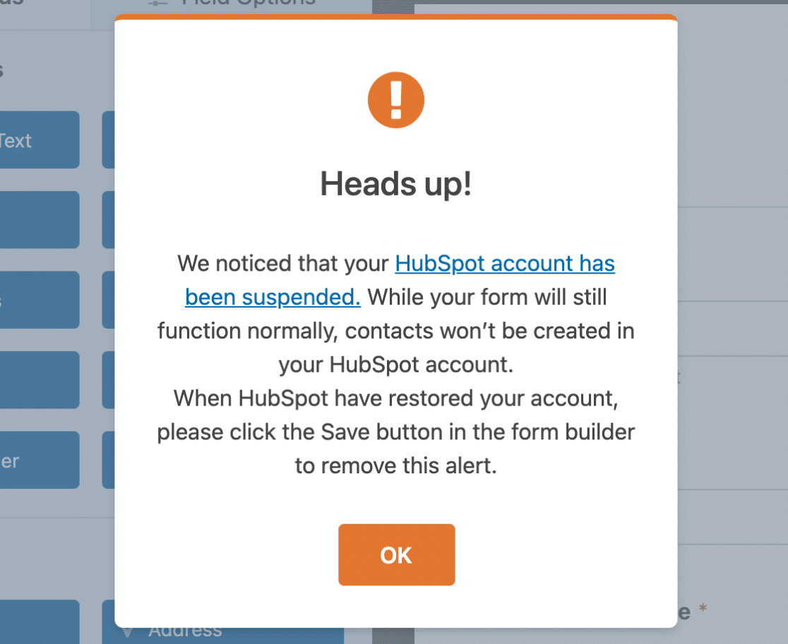 HubSpot suspended account notice