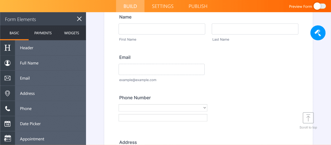 Jotform interface