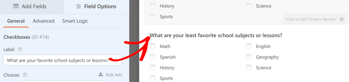 Least favorite subject question