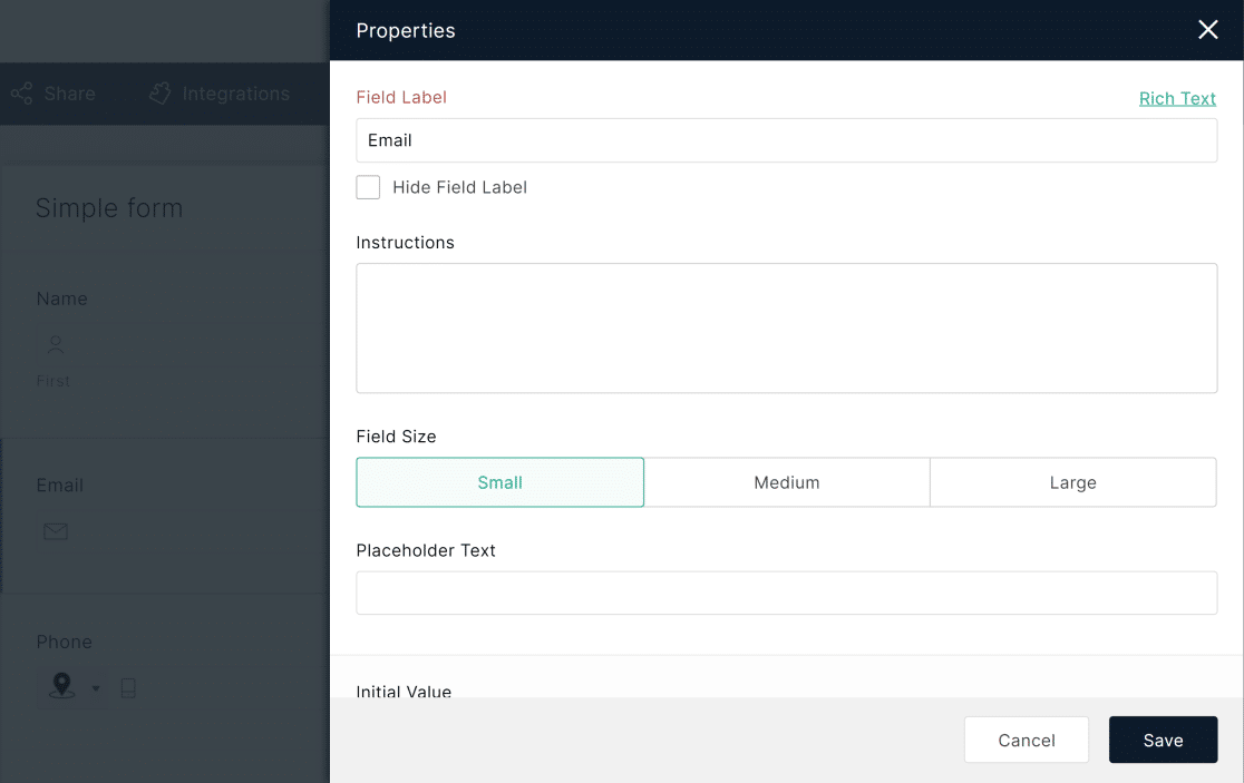 zoho form properties