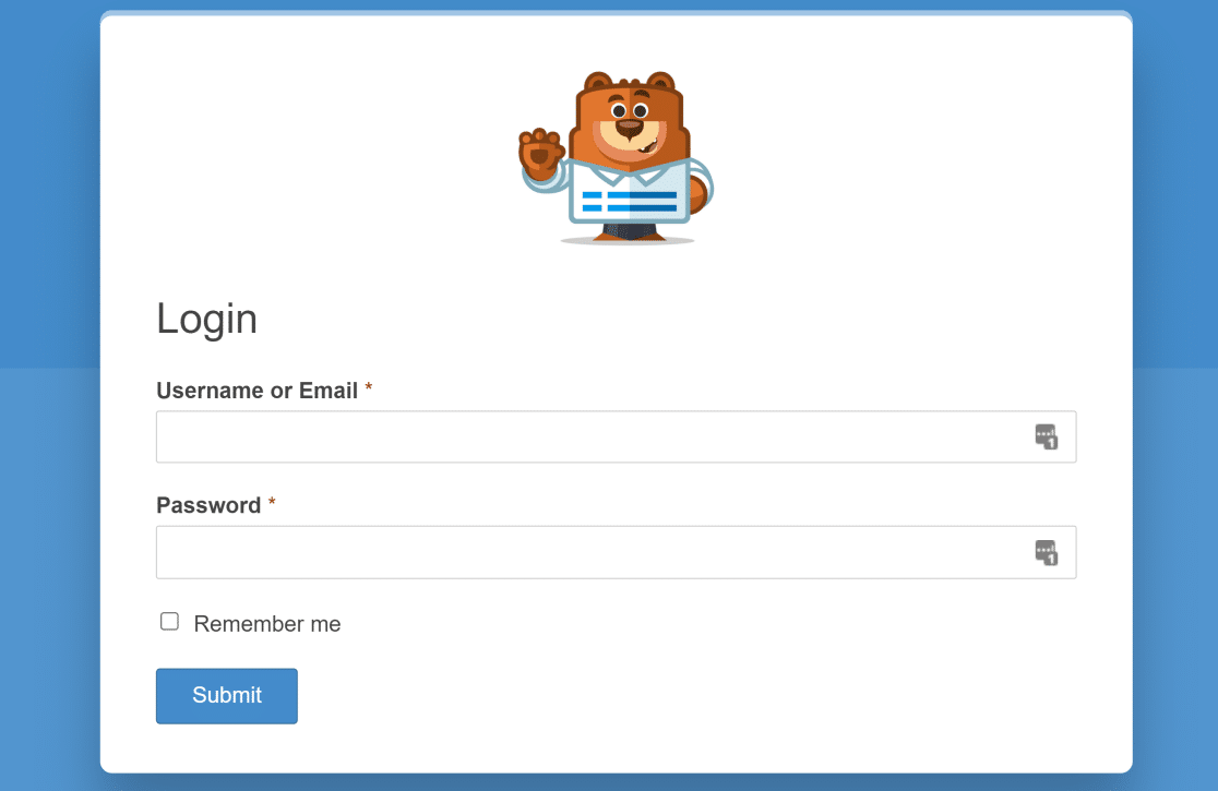 WPForms login form page