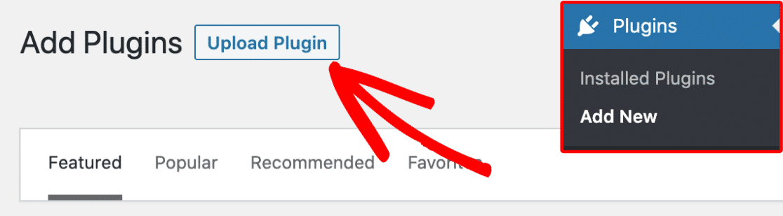 Upload plugin button on WordPress